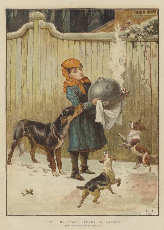 Świąteczny obiad w niebezpieczeństwie (chromolitho) autorstwa John Charles Dollman