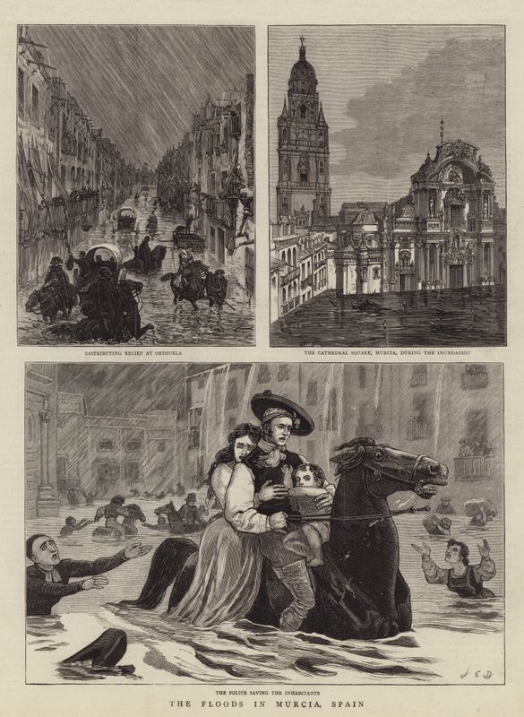 Powodzie w Murcji w Hiszpanii autorstwa John Charles Dollman