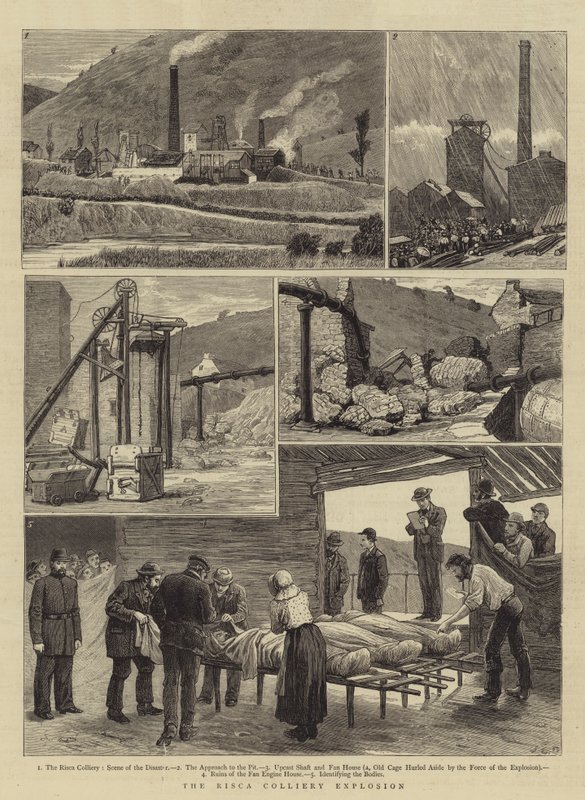 Wybuch w kopalni Risca autorstwa John Charles Dollman