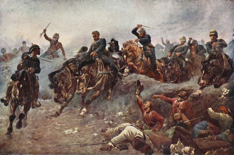 Artyleria brytyjska wkraczająca na linie wroga w Tel el-Kebir, 1882 autorstwa John Charlton