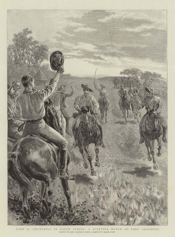 Lord R. Churchill w RPA, mecz sportowy w Forcie Salisbury autorstwa John Charlton