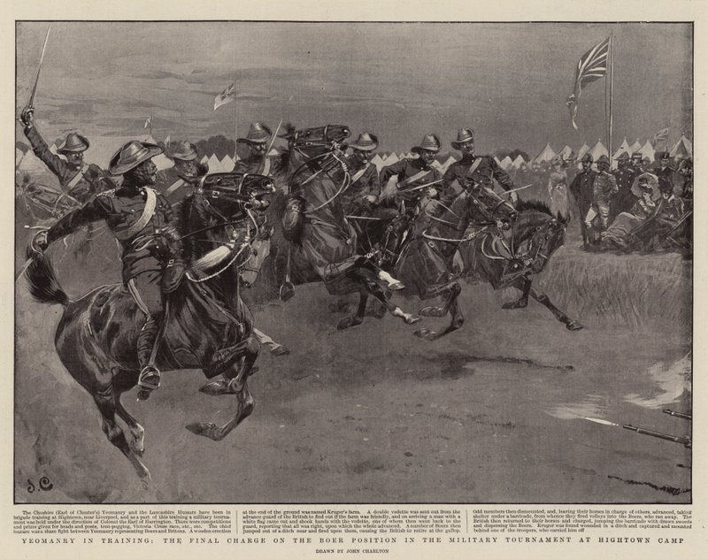 Yeomanry in Training, ostateczna opłata za pozycję bura w turnieju wojskowym w Hightown Camp autorstwa John Charlton