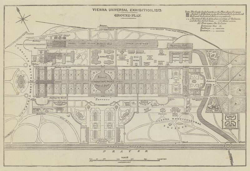 Plan Wystawy Powszechnej w Wiedniu, 1873 r. autorstwa John Dower
