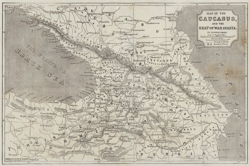 Mapa Kaukazu autorstwa John Dower