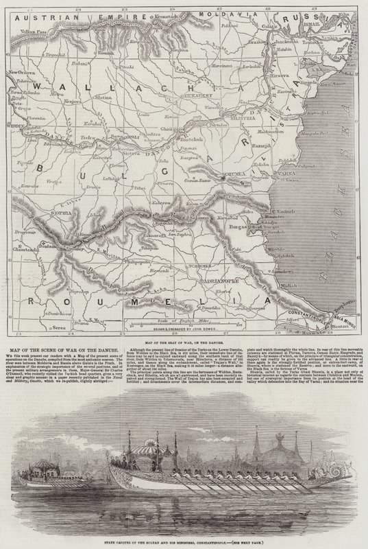 Mapa miejsca wojny na Dunaju autorstwa John Dower