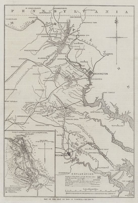 Mapa miejsca wojny w Wirginii autorstwa John Dower