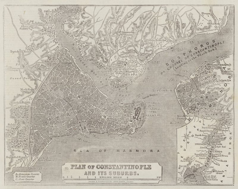 Plan Konstantynopola i jego przedmieść autorstwa John Dower