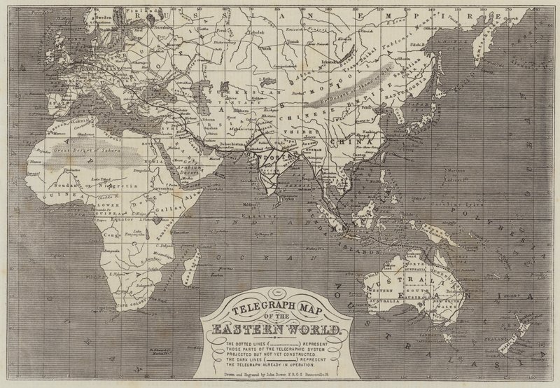 Mapa telegraficzna wschodniego świata autorstwa John Dower