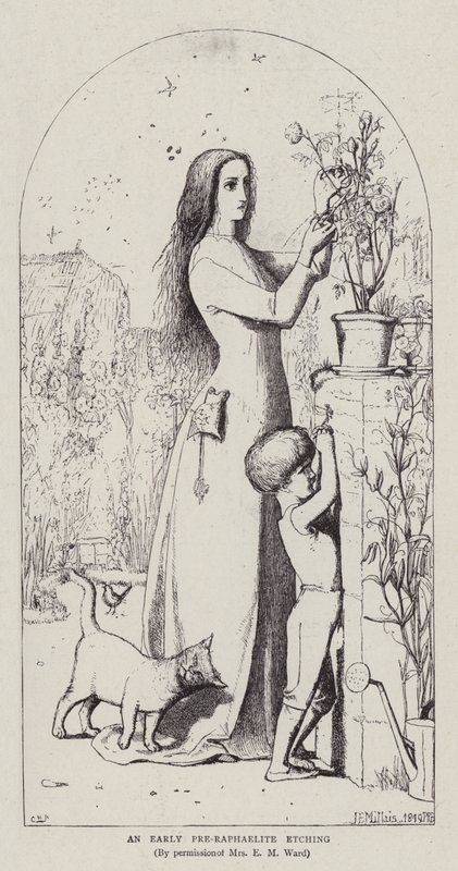 Wczesna akwaforta prerafaelitów autorstwa John Everett Millais