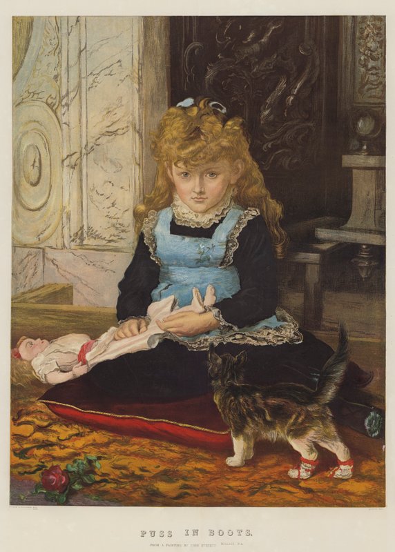 Kot w butach (chromolitho) autorstwa John Everett Millais