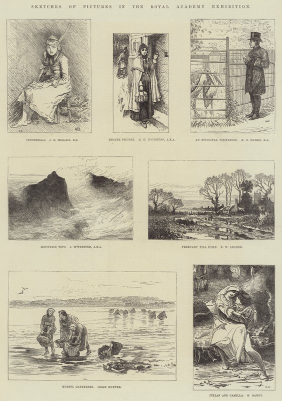 Szkice obrazów na wystawie Royal Academy autorstwa John Everett Millais