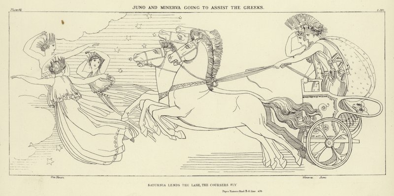 Juno i Minerwa zamierzają pomóc Grekom autorstwa John Flaxman