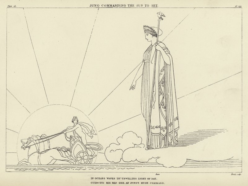 Juno nakazuje Słońcu zajść autorstwa John Flaxman