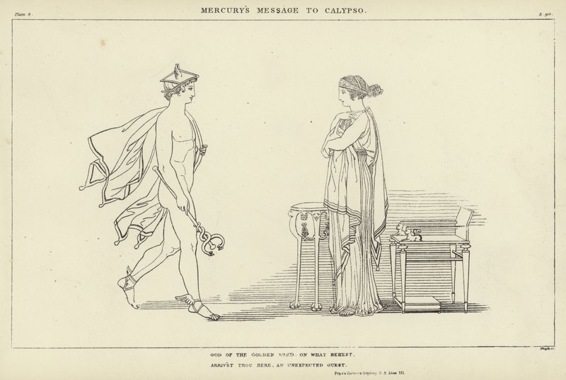 Przesłanie Merkurego do Kalipso autorstwa John Flaxman