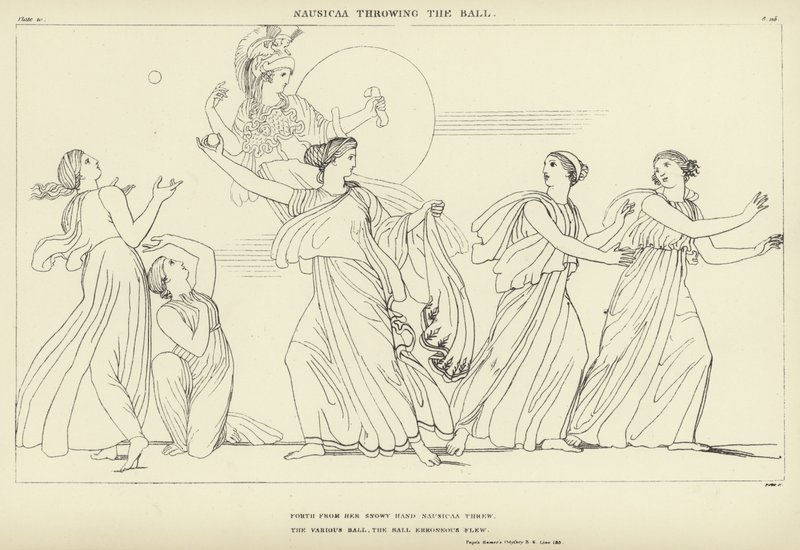 Nausicaa rzucająca piłkę autorstwa John Flaxman