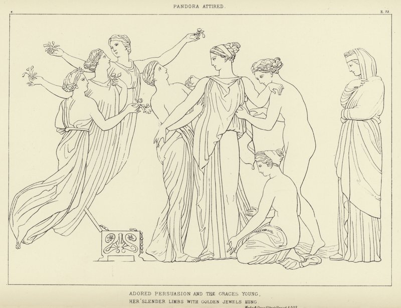 Pandora ubrana autorstwa John Flaxman