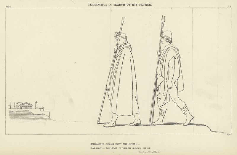 Telemach w poszukiwaniu swojego Ojca autorstwa John Flaxman