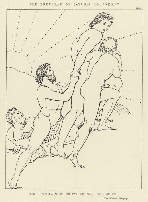 Wyzwoleni bracia Saturna autorstwa John Flaxman