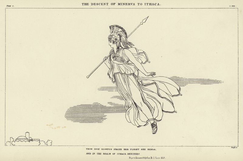 Zejście Minerwy do Itaki autorstwa John Flaxman