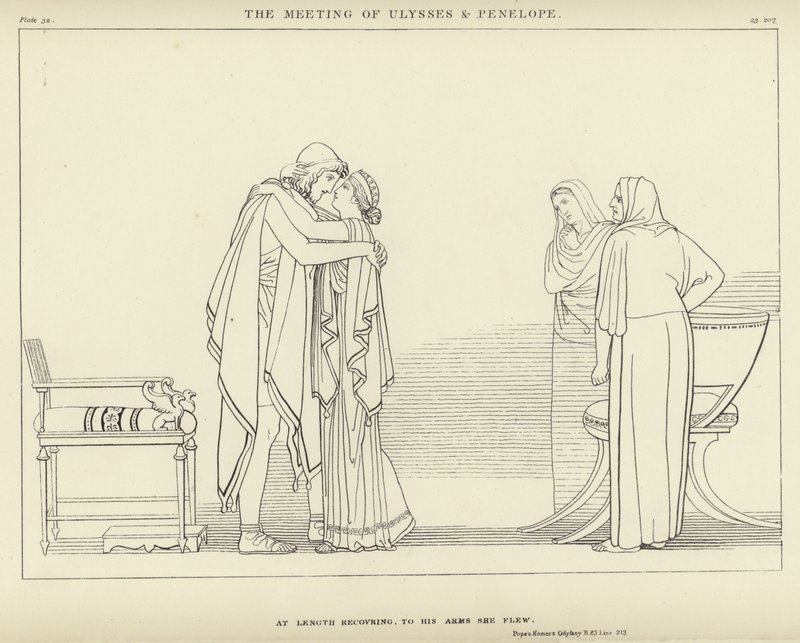 Spotkanie Odyseusza i Penelopy autorstwa John Flaxman