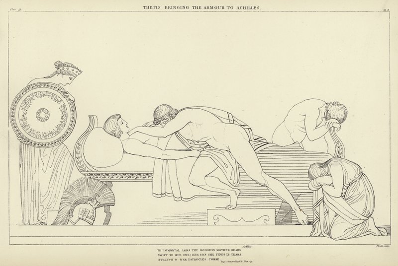 Thetis przynosząc zbroję do Achillesa autorstwa John Flaxman