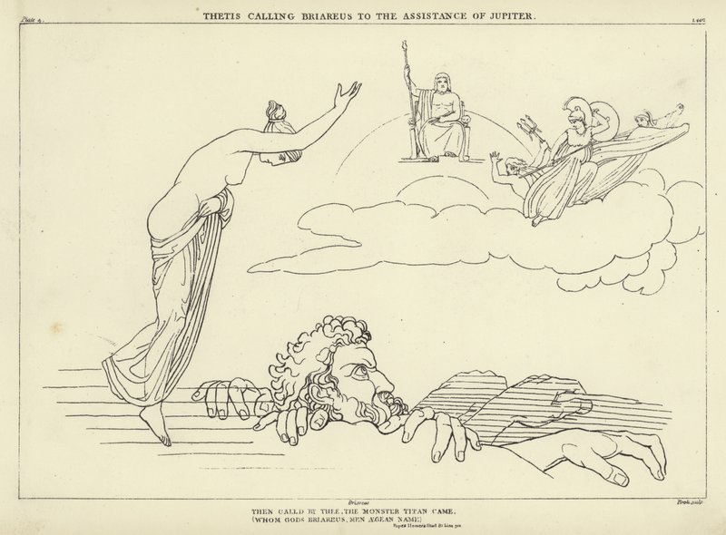 Thetis wzywa Briareusa do pomocy Jowiszowi autorstwa John Flaxman