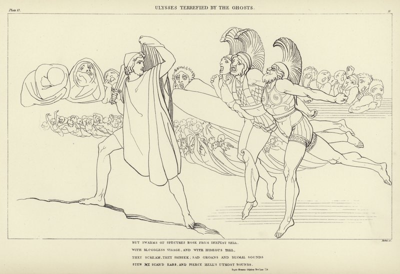 Ulisses przerażony przez Duchy autorstwa John Flaxman