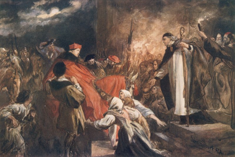 Przybycie kardynała Wolseya do opactwa Leicester, 1530 autorstwa John Gilbert