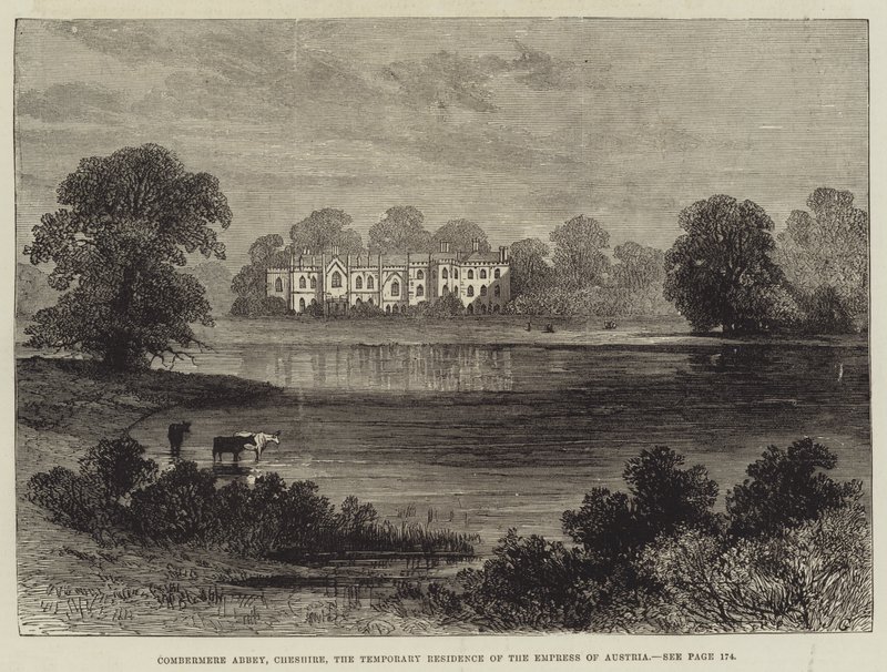 Opactwo Combermere, Cheshire, tymczasowa rezydencja cesarzowej Austrii autorstwa John Gilbert