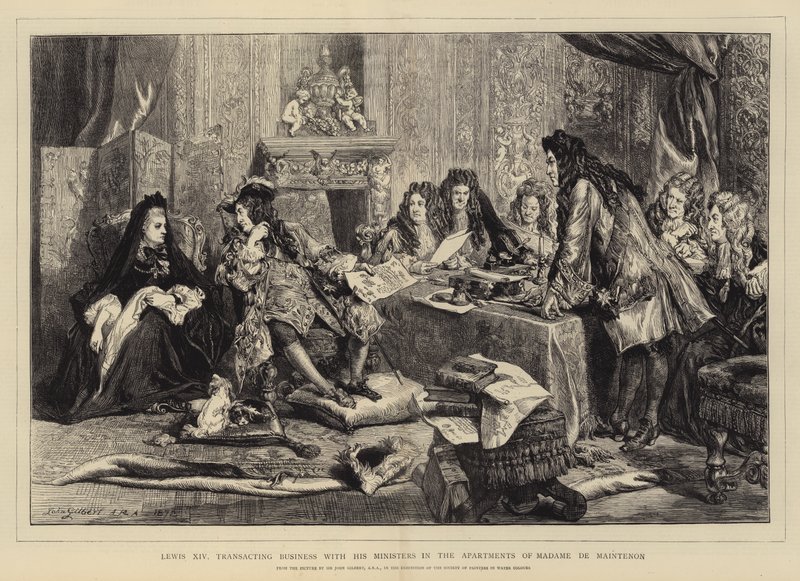 Ludwik XIV, Transakcje handlowe ze swoimi ministrami w mieszkaniach Madame de Maintenon autorstwa John Gilbert