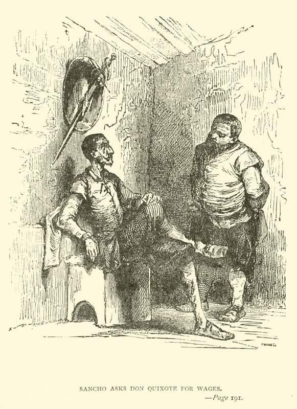 Sancho prosi Don Kichota o wynagrodzenie autorstwa John Gilbert