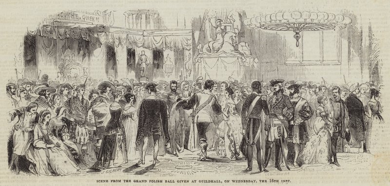 Scena z Wielkiego Balu Polskiego wygłoszonego w Guildhall, w środę 16.bm autorstwa John Gilbert