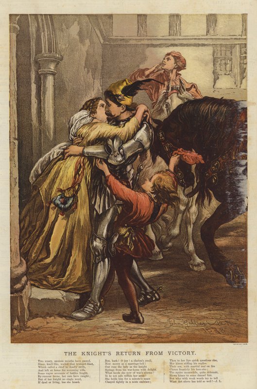 Powrót rycerza ze zwycięstwa (chromolit) autorstwa John Gilbert