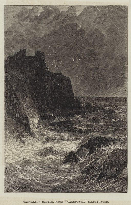 Zamek Tantallon, z Kaledonii, ilustrowany autorstwa John MacWhirter