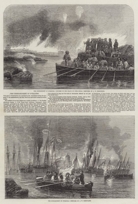 Bombardowanie Sveaborg autorstwa John Wilson Carmichael