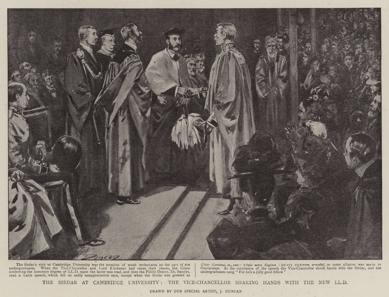 Sirdar na Uniwersytecie w Cambridge, wicekanclerz uścisk dłoni z New LLD autorstwa after John Duncan