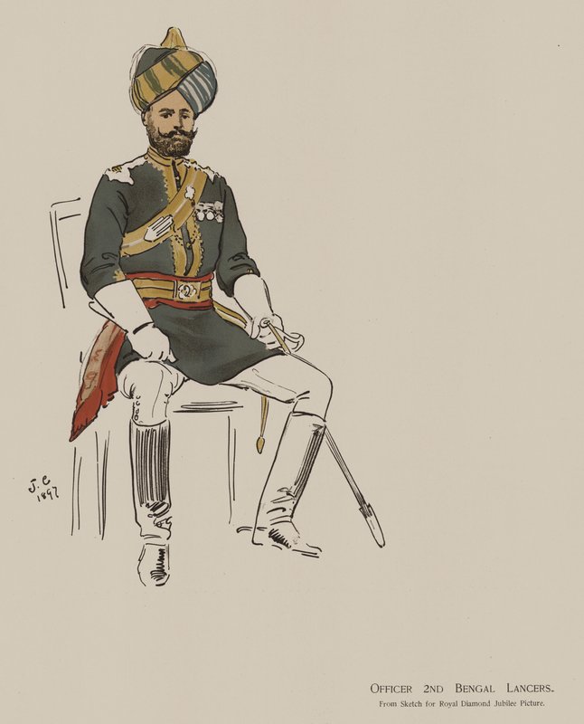 Oficer 2nd Bengal Lancers (kolor lito) autorstwa John (after) Charlton