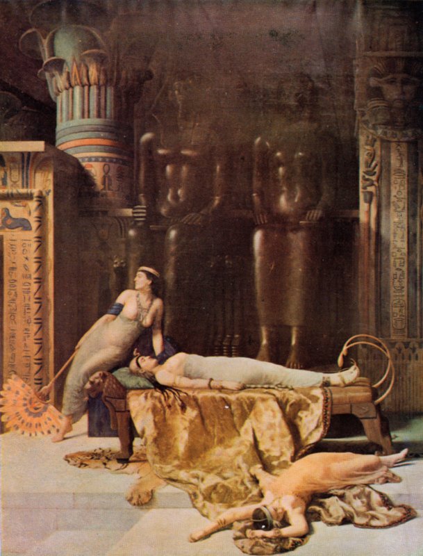 Szekspir: Śmierć Kleopatry, Antoniusza i Kleopatry, akt V, scena 2 (kolor lito) autorstwa John (after) Collier