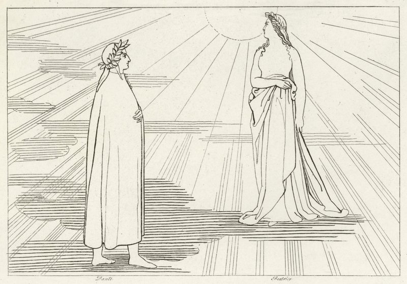 Ascent to the First Heaven, Paradise, Canto 1 (grawerowanie) autorstwa John (after) Flaxman