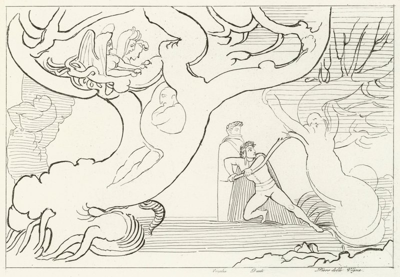 Las Harpii, Inferno, Canto 13 (rycina) autorstwa John (after) Flaxman