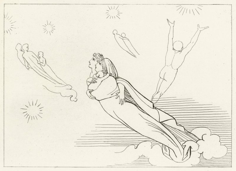 Dusze powracające do swoich sfer, Raj, Canto 4 (grawerowanie) autorstwa John (after) Flaxman