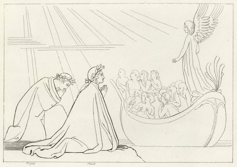 Kora czyśćca, czyśćca, Canto 2 (rycina) autorstwa John (after) Flaxman