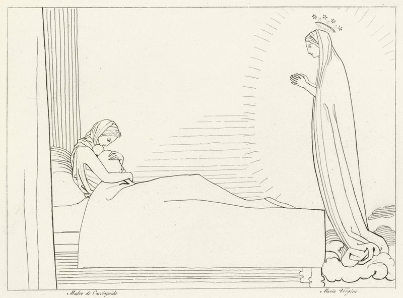 Narodziny Cacciaguidy, Raj, kanto 15 (rycina) autorstwa John (after) Flaxman