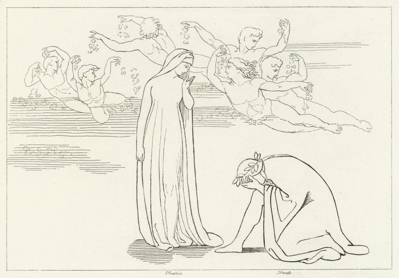 Zejście Beatrycze, czyściec, kanto 30 (rycina) autorstwa John (after) Flaxman
