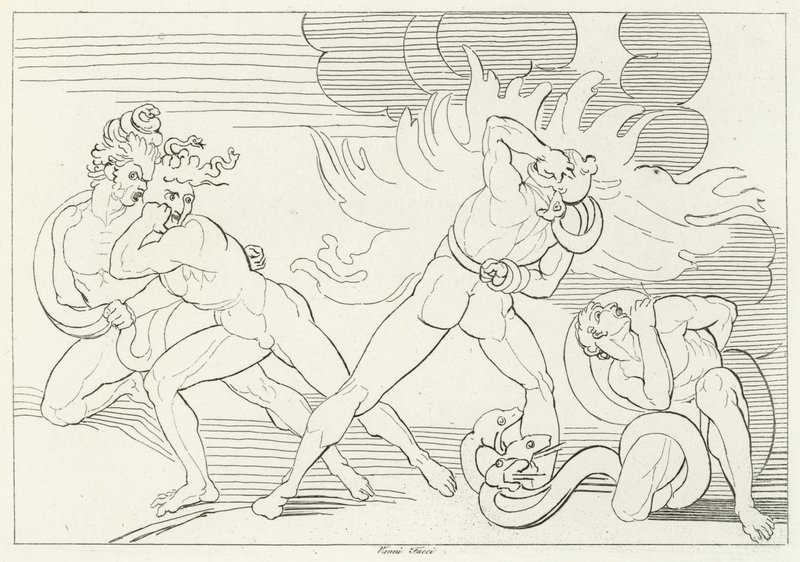 Ogniste węże, Inferno, Canto 24 (rycina) autorstwa John (after) Flaxman