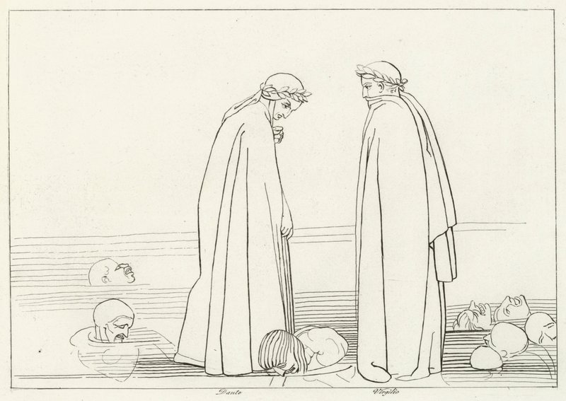 Zamarznięte jezioro, Inferno, Canto 32 (rycina) autorstwa John (after) Flaxman