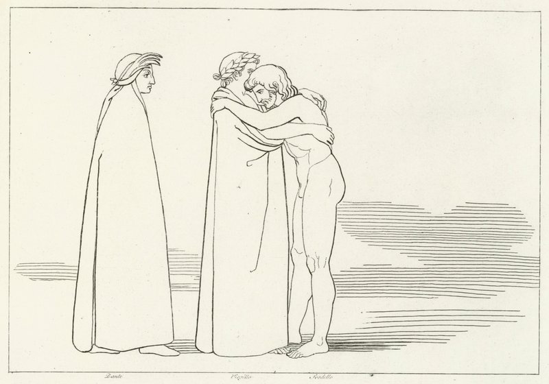 Spotkanie z Sordello, Czyściec, Pieśń 6 (rycina) autorstwa John (after) Flaxman