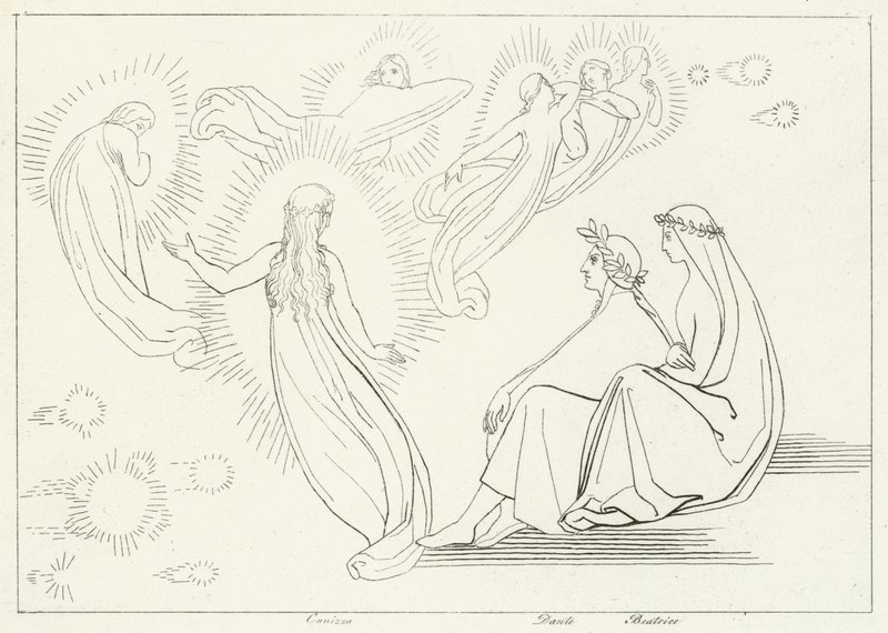 Powrót Cunissy, Raj, Canto 9 (rycina) autorstwa John (after) Flaxman