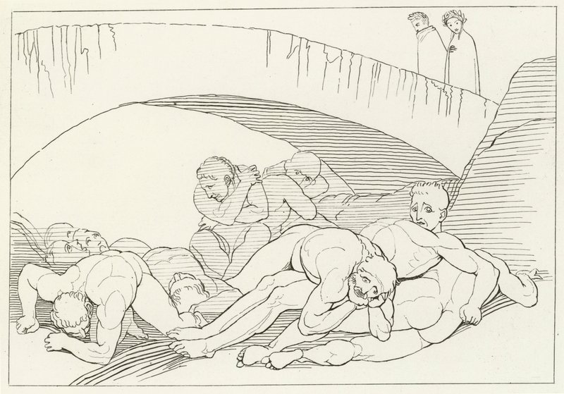 Vale of Disease, Inferno, Canto 29 (rycina) autorstwa John (after) Flaxman