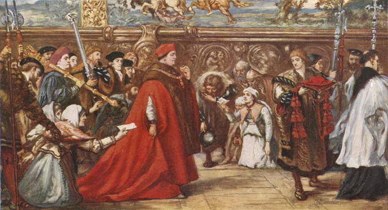 Kardynał Wolsey w drodze do Westminster Hall (kolor lito) autorstwa John (after) Gilbert